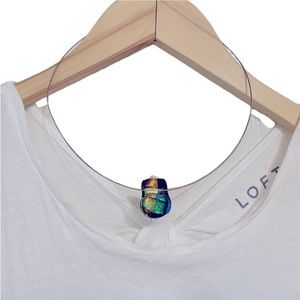 Silver necklace with colorful glass pendant artist made